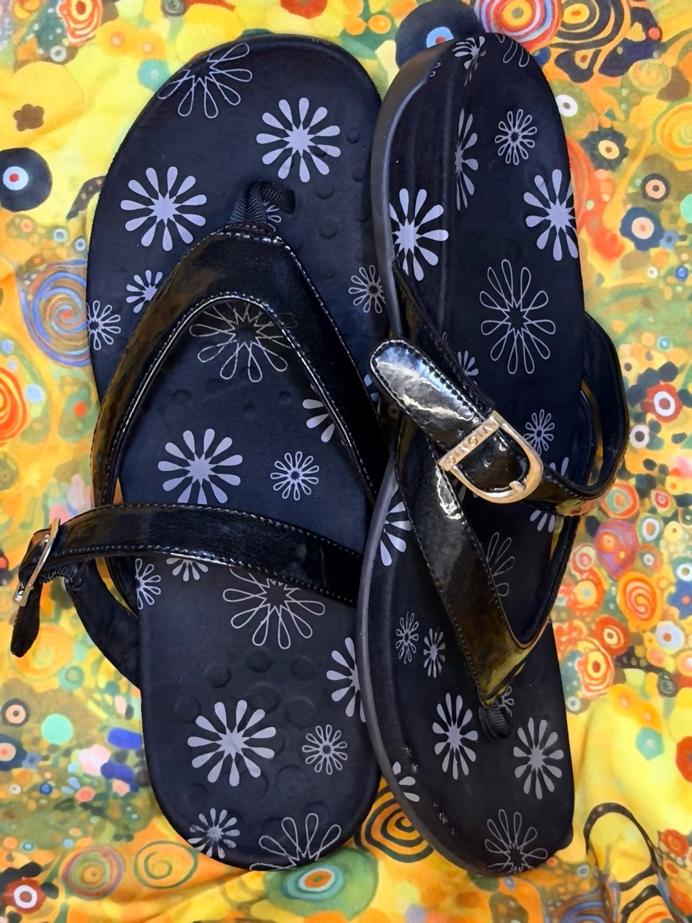 Vionic Black Patent Leather Strap with Silver-Tone Buckle